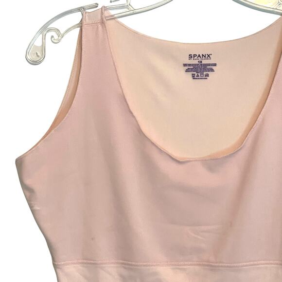 Spanx Thinstincts Tank Womens Size 1X Pale Pink Breathable Scoop Neck Soft Top - Picture 2 of 6